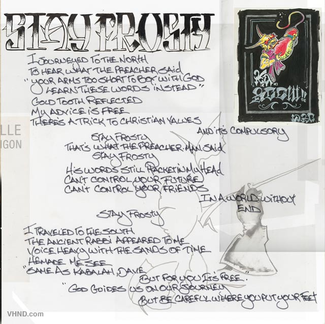 nike air max rêveur - David Lee Roth\u0026#39;s Hand-Written Lyrics to Van Halen\u0026#39;s \u201cStay Frosty ...