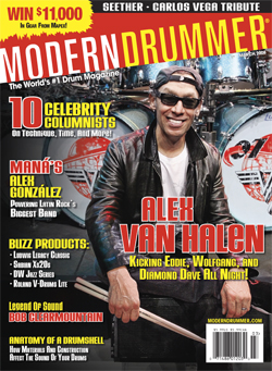 Alex Van Halen on the cover of Modern Drummer