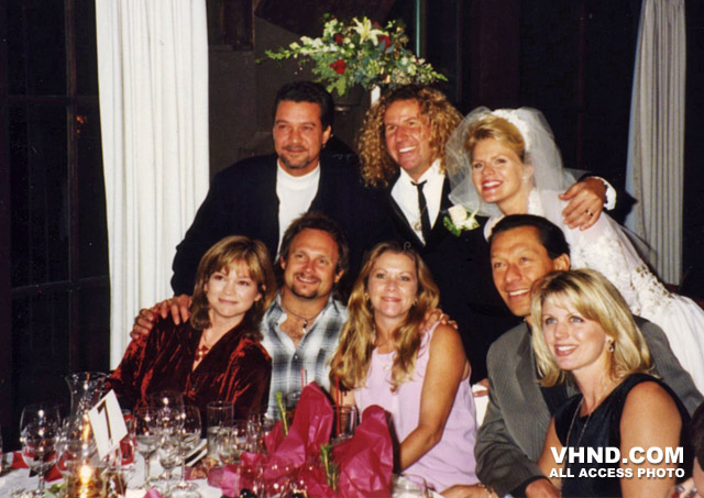 Sammy Hagar's wedding dinner with Kari Karte, 1995. Eddie, Alex, and Michael Anthony attend.