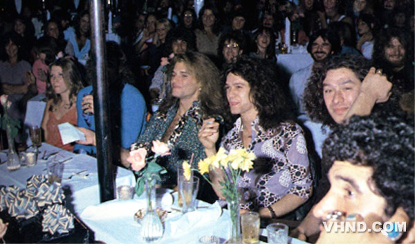Van Halen's David Lee Roth and Eddie Van Halen attending a platinum record award party in Los Angeles, 1978