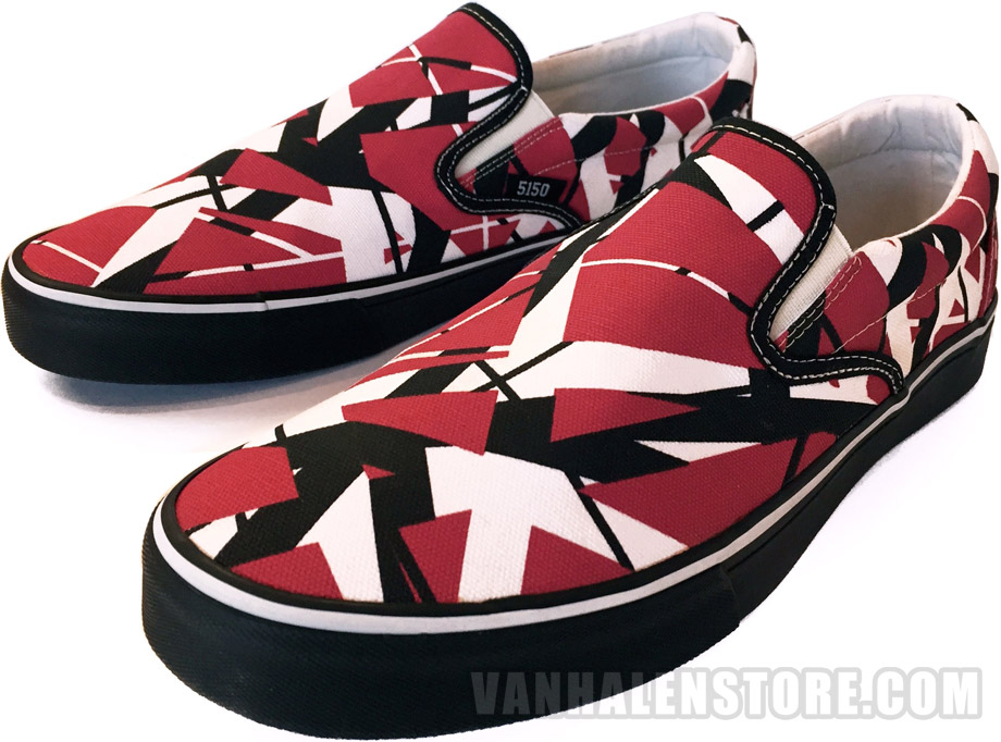 New Official Eddie Van Halen most shoe sizes EVH Red Low Top Striped Sneakers 