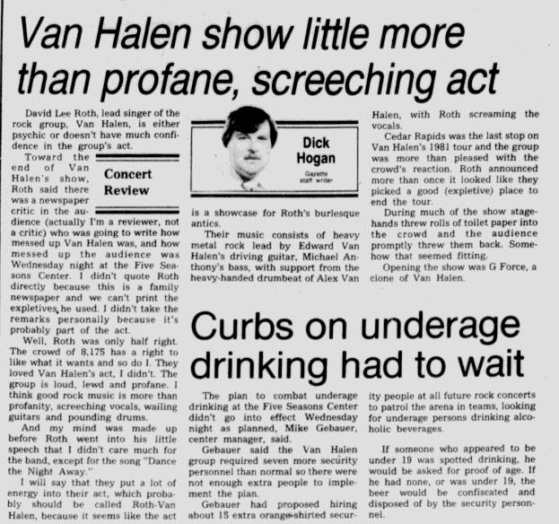 Funny Van Halen Newspaper Articles From This Day in 1981 Funny Van Halen Newspaper Articles From This Day in 1981