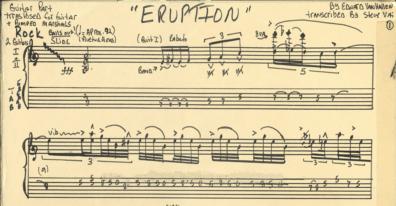From 1984: Steve Vai's Handwritten Transcription of Van Halen's