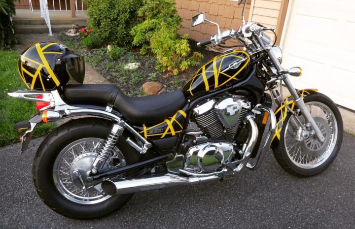 Eddie Jordan painted his motorcycle with Van Halen's striped color scheme circa 1979