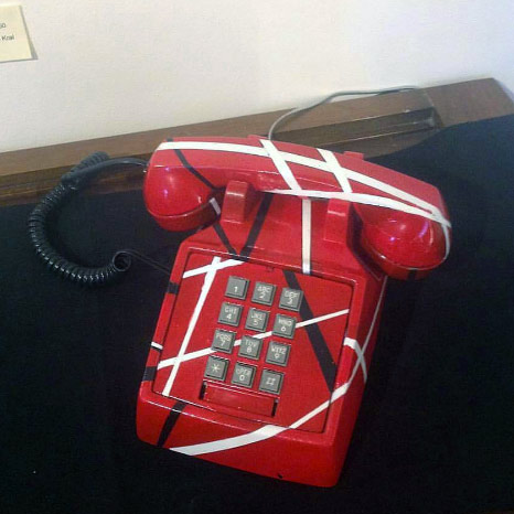 Red telephone Van Halen with Eddie's black-and-white stripes